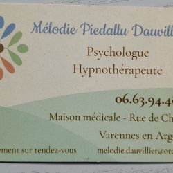 Cabinet libéral ou paramédical - Psychologie - Mélodie Piedallu Dauvillier Psychologue libéral  hypnothérapeute